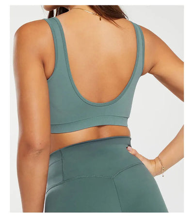 Sports Bra  Seamless Halter Neck Strap Bra Open Back Fitness Yoga Top Bras Support Women Workout Gym Crop Top