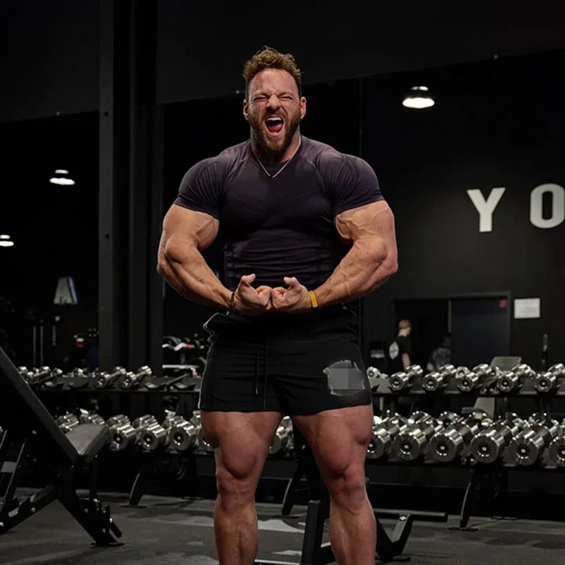 Men's T-shirt men Short Sleeve t-shirts Fitness Tops Running T shirt Workout Training Tees Man Gym bodybuilding Clothing