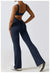 Women Gym Set Training Yoga Suit Sportswear Sports Jumpsuit Fitness Rompers Stretch Female High Waist  Seamless Flare Pants