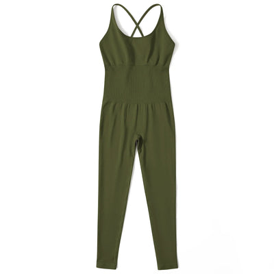 Jumpsuit Women One-piece Outfit  Sleeveless Square Neck  Bodysuit  Casual Streetwear Playsuits Sport Fitness Jumpsuit Women