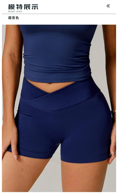 Women's fitness shorts  high-waisted buttock-lifting  tight  quick-drying  sporty yoga three-quarter shorts