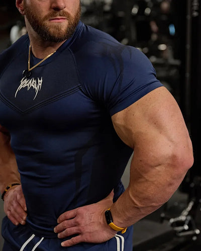 2025 YOUNGAL New Men's Fitness T-shirts clothing  sports Tshirt tights high elastic training short sleeve fitness man clothing