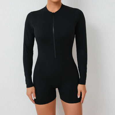 Women Gym Suits Women V Back Scrunch Whole Suit Push Up Sports Suit Women Fitness Suit with Zipper Training Clothes One-Piece