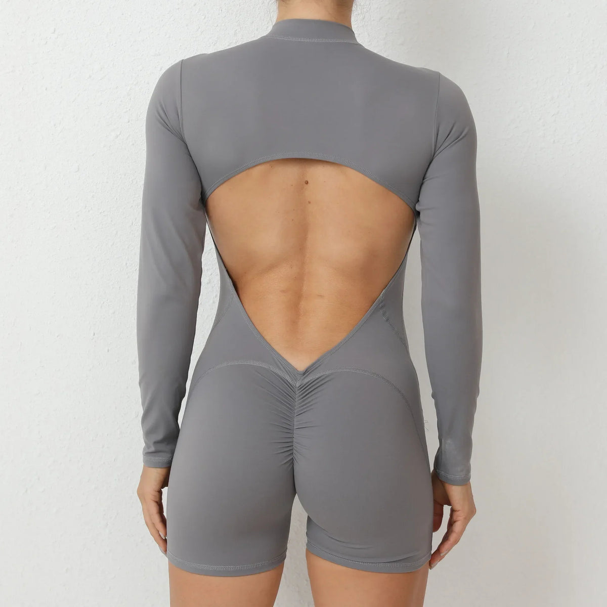 Women Gym Suits Women V Back Scrunch Whole Suit Push Up Sports Suit Women Fitness Suit with Zipper Training Clothes One-Piece