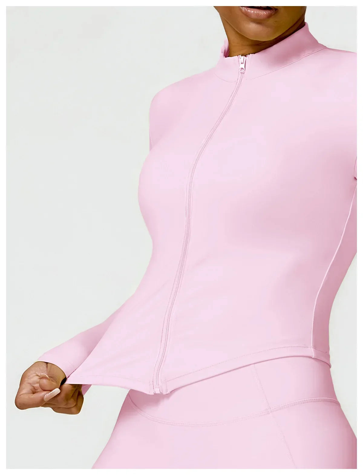Women's Outdoor Running Fitness Jacket T-shirt Stand Collar Long Sleeve Zipper Yoga Shirts Solid Gym Push Up Workout Tops New