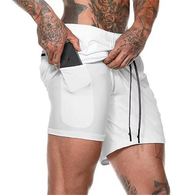 2025 Men Running Shorts New 2 In 1 Double-deck Sport Shorts Gym Fitness Short Pants Training Jogging Bottom Men's Clothing