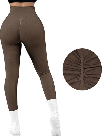 Ribbed Leggings Women Seamless High Waist Sexy Push Up Butt Yoga Pants Gym Fitness Legging Tummy Control Workout Running Tights