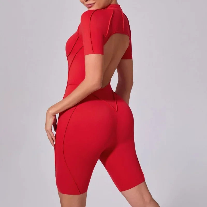 Women‘s Sports Jumpsuits Sets Fitness Combination impact bodysuit Shorts Outdoors Gym Workout Sexy Sports Jumpsuit kit Clothes