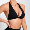 Sexy Sports Bra Women Seamless Halter Neck Strap Bra Open Back Yoga Top Bra Medium Support Gym Crop Top Mujer Underwear Girl