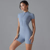 Yoga Set Women's Jumpsuits One-Piece Suit Zipper Short Sleeve Gym Push Up Workout Clothes Fitness Bodysuit Sportswear Tracksuit