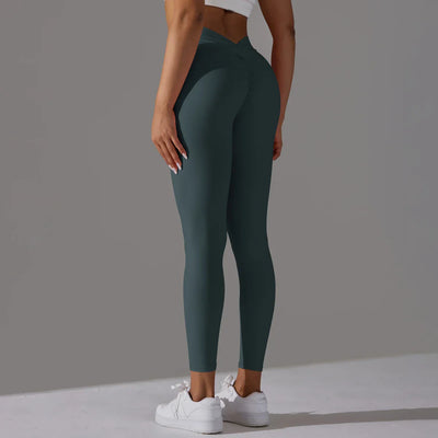 Women Fitness Leggings Workout Gym Running Scrunch Leggings Sexy Back V High Waist Trousers Jogging Active Wear Tight Pants