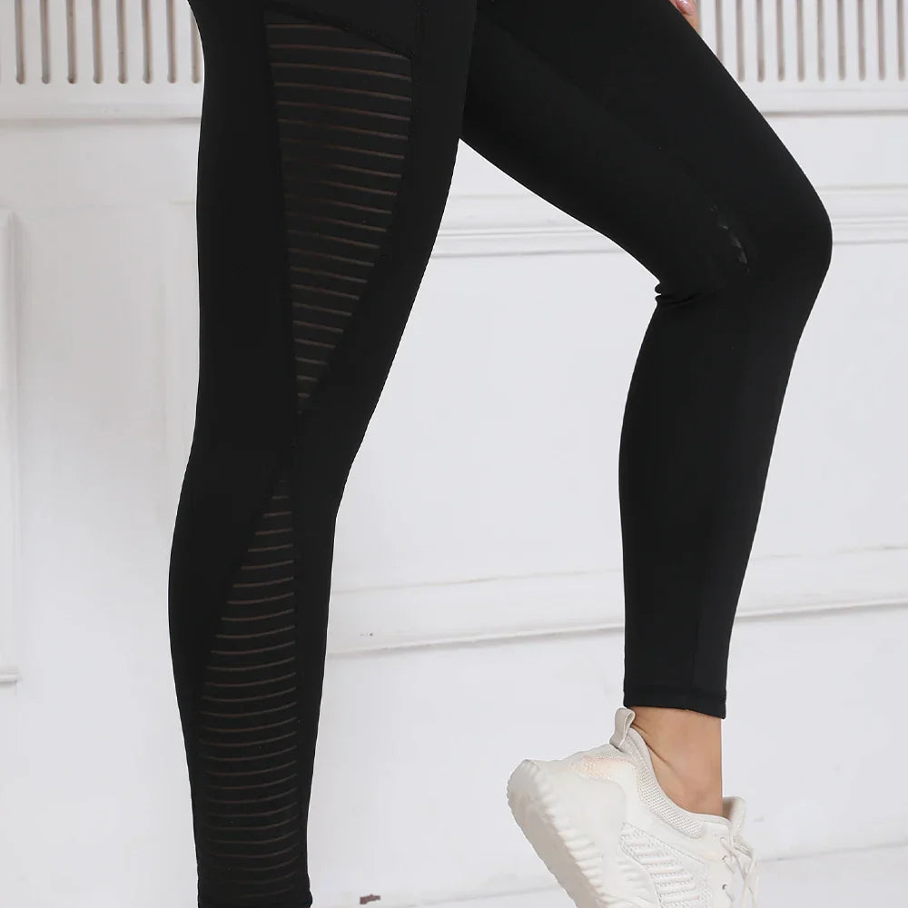 Women's Yoga Leggings with Work-Style Pockets Black Tight-Fit Sports Base Layer Fitness Pants for Gym Workout and Daily We