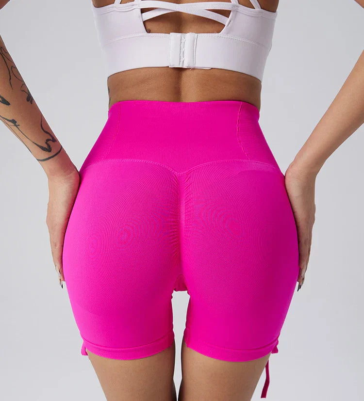 Women Sports Shorts Yoga Pant Drawstring High Waist Push Up Leggings Scrunch Shorts Sport Fitness Workout Butt Lifting Gym Short