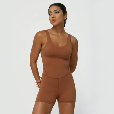 Women Fitness Jumpsuit Sleeveless Shorts Set Tank Top Yoga Gym Activewear Training Running Jumpsuit