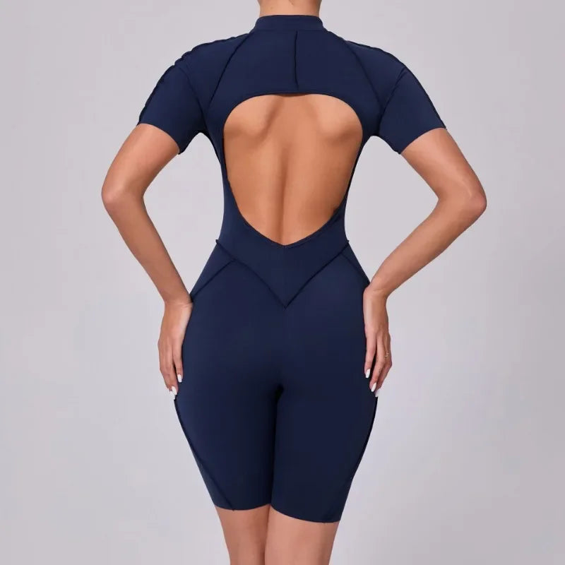 Women‘s Sports Jumpsuits Sets Fitness Combination impact bodysuit Shorts Outdoors Gym Workout Sexy Sports Jumpsuit kit Clothes