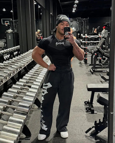 2025 YOUNGAL New Men's Fitness T-shirts clothing  sports Tshirt tights high elastic training short sleeve fitness man clothing