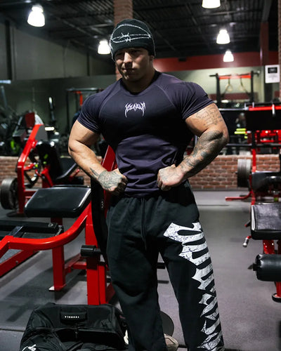 2025 YOUNGAL New Men's Fitness T-shirts clothing  sports Tshirt tights high elastic training short sleeve fitness man clothing