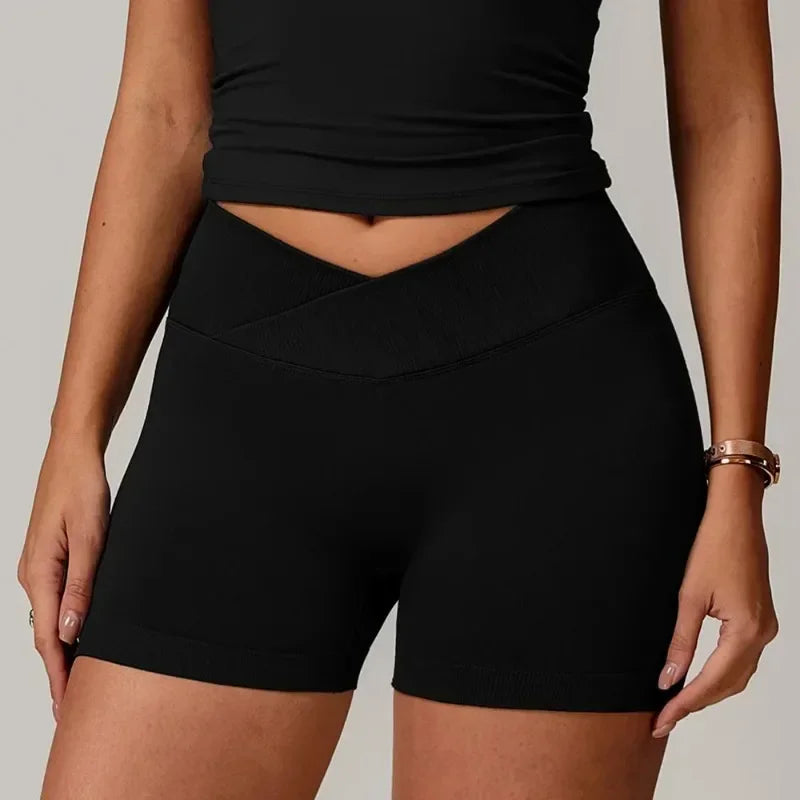 Women's fitness shorts  high-waisted buttock-lifting  tight  quick-drying  sporty yoga three-quarter shorts