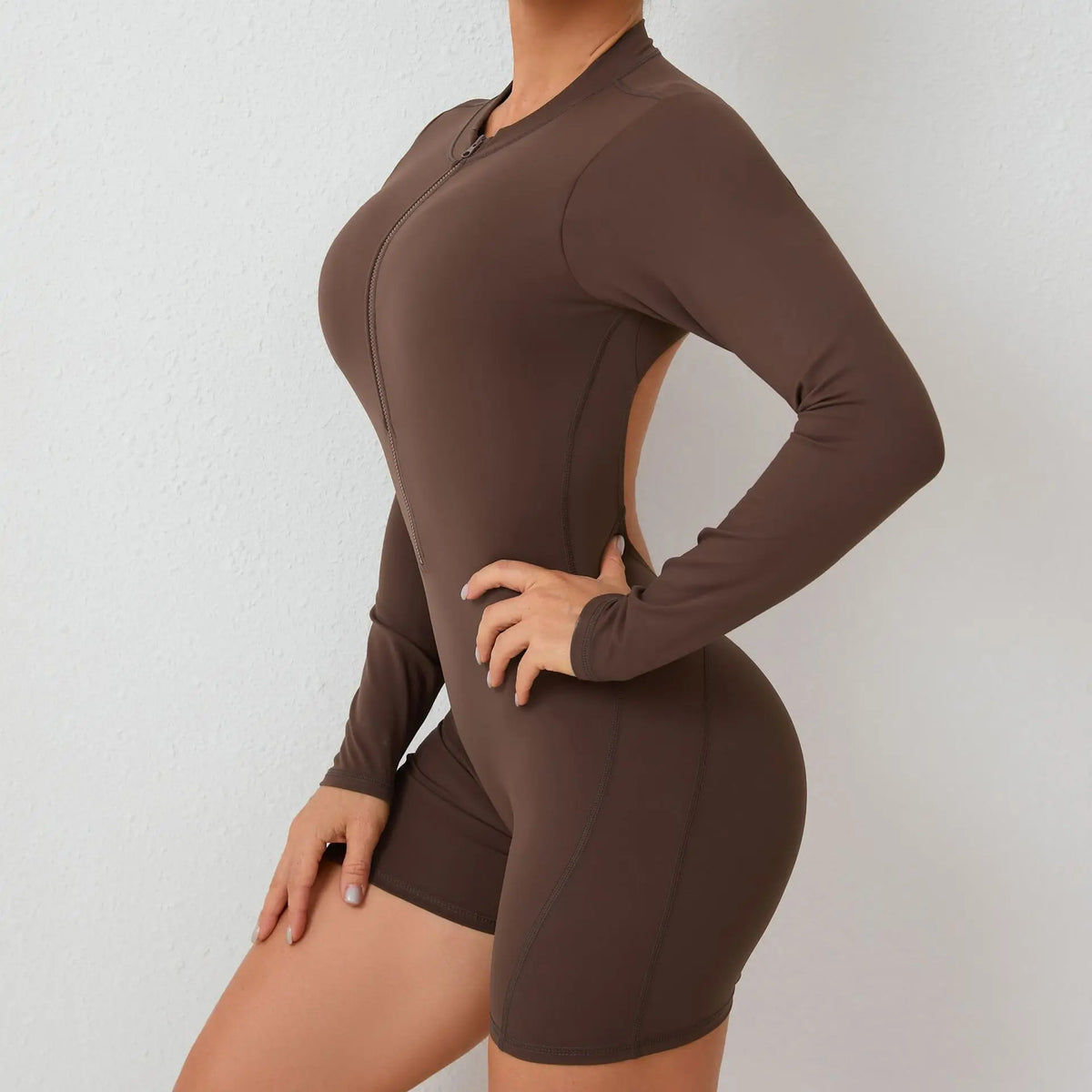 Women Gym Suits Women V Back Scrunch Whole Suit Push Up Sports Suit Women Fitness Suit with Zipper Training Clothes One-Piece