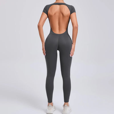 Women's Yoga Jumpsuit Fitness Sport Set Overalls Gym Clothing Wear Pilates Workout Clothes Women Short Sleeves Outfit Activewear