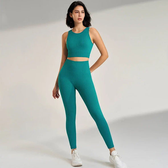 Women's sports fitness suit yoga running shock bra underwear slim leg lift hip tight base nine minutes trousers