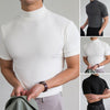 Men T-shirts Summer Fitness Short Sleeve Tees High Collar Basic T-shirt Base T Shirt for Men's Tops camisa masculina 짝퉁명품 남성의류