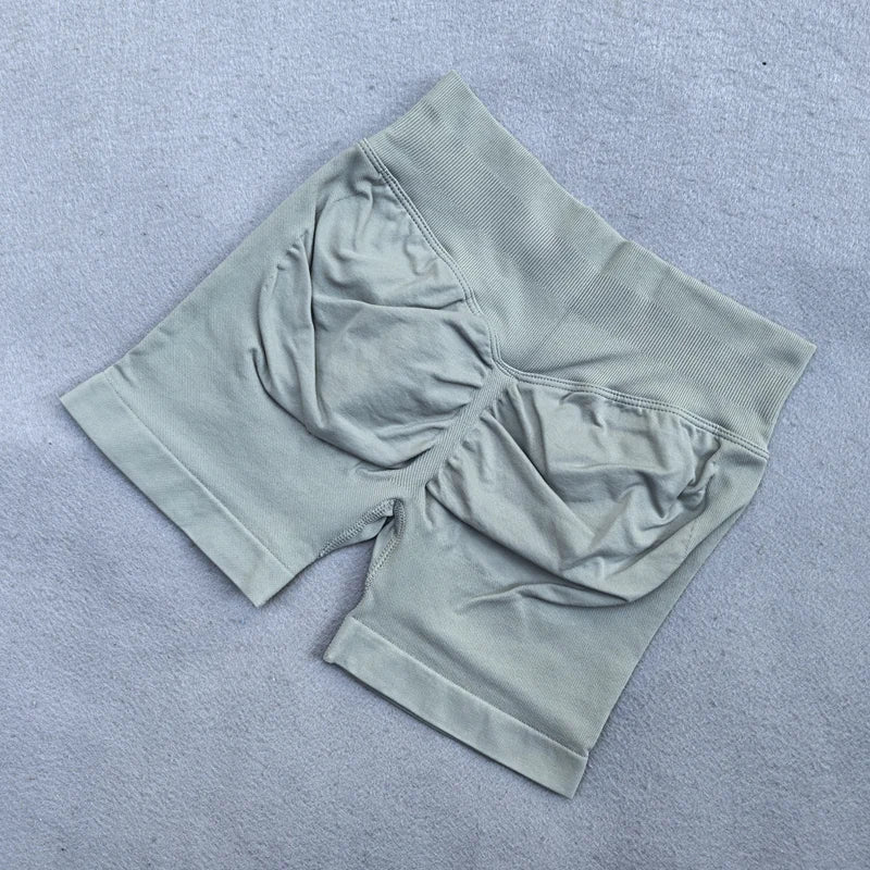 Sports Shorts Women Low Ribbed Waistband Yoga Shorts Seamless Workout Gym Scrunch Shorts Booty High Stretch Running Shorts