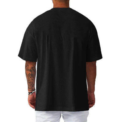 Men's Running T-Shirts Oversized Fitness Half Sleeve T Shirt Summer Gym Muscle Up Mesh Quick Dry Breathable Loose Sport Clothing