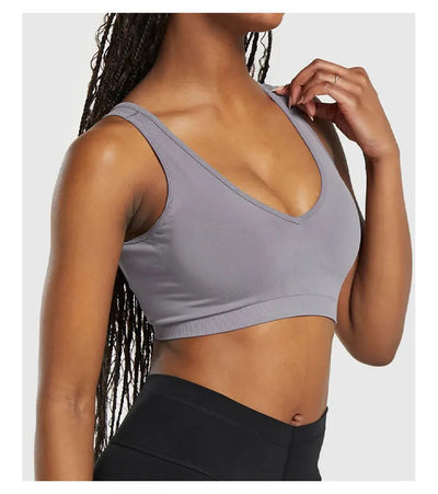 Sports Bra  Seamless Halter Neck Strap Bra Open Back Fitness Yoga Top Bras Support Women Workout Gym Crop Top