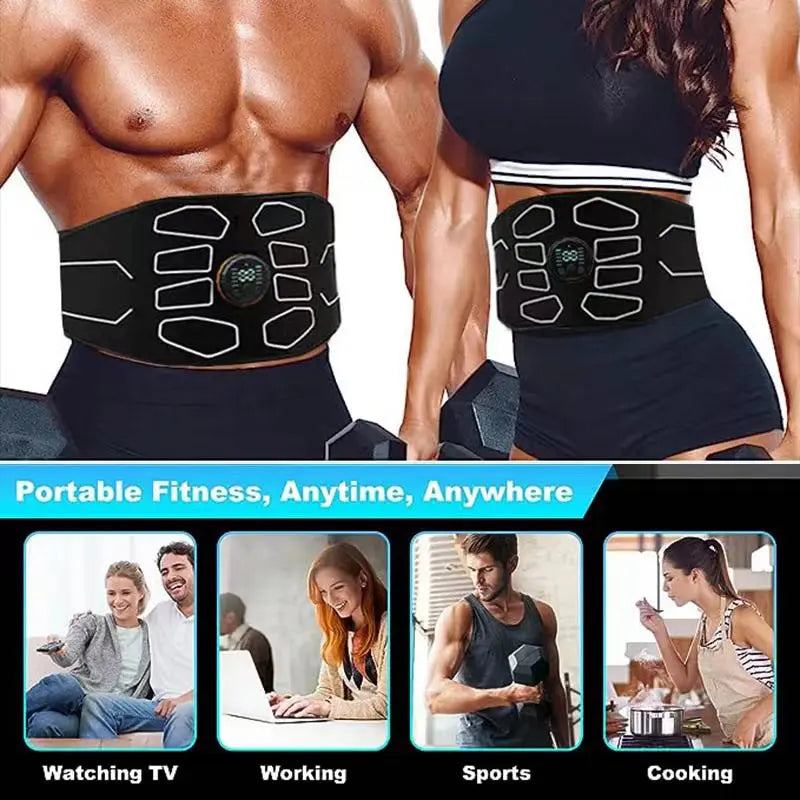 New USB Muscle Stimulator Belt ABS Trainer Belts EMS Abdominal Waist Belly Workout Massager Electric Home Gym Fitness Equiment