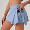 Women Gym Sports Shorts With Skirts Wrap Cover Chinlon Yoga Running Fitness Modern Dance Ballet Two Side Pockets Skorts