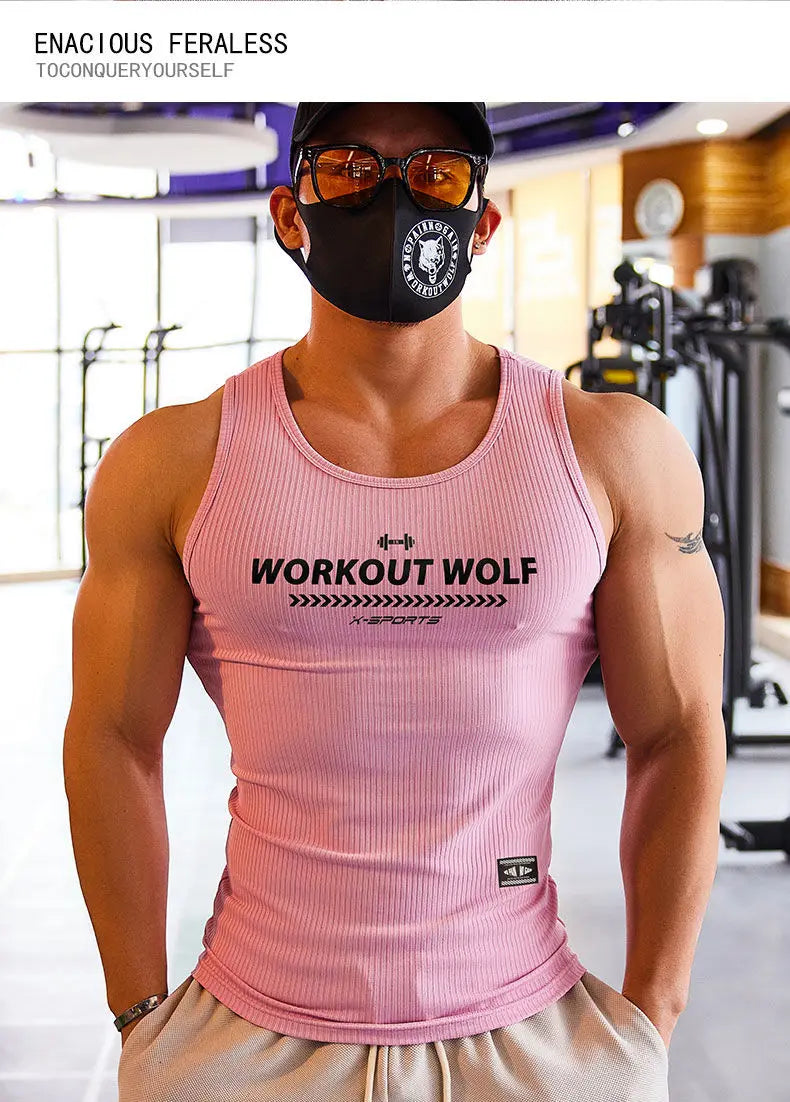 Men's Fitness Jogging Cycling Hiking Gym Muscle Compression Shirt - Training Tank Top with Quick-Dry,High-Elasticity Material