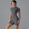 Yoga Set Women's Jumpsuits One-Piece Suit Zipper Short Sleeve Gym Push Up Workout Clothes Fitness Bodysuit Sportswear Tracksuit