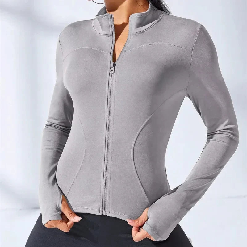 Women Workout Sports Yoga Jacket Slim Fitness Clothes Body Sculpting Zipper Yoga Jacket Jogger Tops Training Running Coat