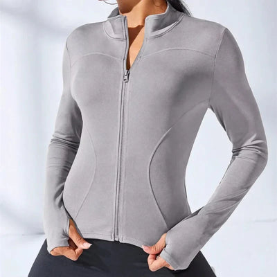 Women Workout Sports Yoga Jacket Slim Fitness Clothes Body Sculpting Zipper Yoga Jacket Jogger Tops Training Running Coat