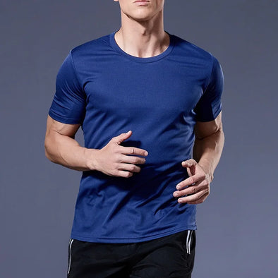 Men Fitness Gym t-Shirt Quick Dry Sport Running Shirts Man Short Sleeve Bodybuilding Top Training Football Jersey Man Sportswear