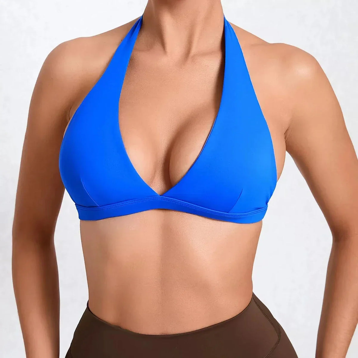 Sexy Sports Bra Women Seamless Halter Neck Strap Bra Open Back Yoga Top Bra Medium Support Gym Crop Top Mujer Underwear Girl
