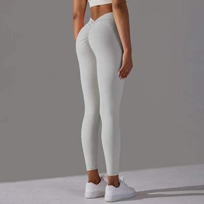 Women Fitness Leggings Workout Gym Running Scrunch Leggings Sexy Back V High Waist Trousers Jogging Active Wear Tight Pants