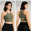 Women's sexy halter top gym high intensity workout yoga clothing gathered shockproof sports underwear yoga undershirt