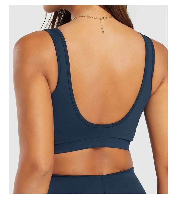 Sports Bra  Seamless Halter Neck Strap Bra Open Back Fitness Yoga Top Bras Support Women Workout Gym Crop Top
