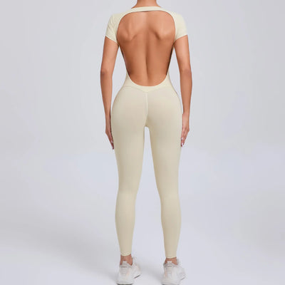 Women's Yoga Jumpsuit Fitness Sport Set Overalls Gym Clothing Wear Pilates Workout Clothes Women Short Sleeves Outfit Activewear