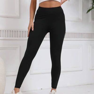 Women's Yoga Leggings with Work-Style Pockets Black Tight-Fit Sports Base Layer Fitness Pants for Gym Workout and Daily We