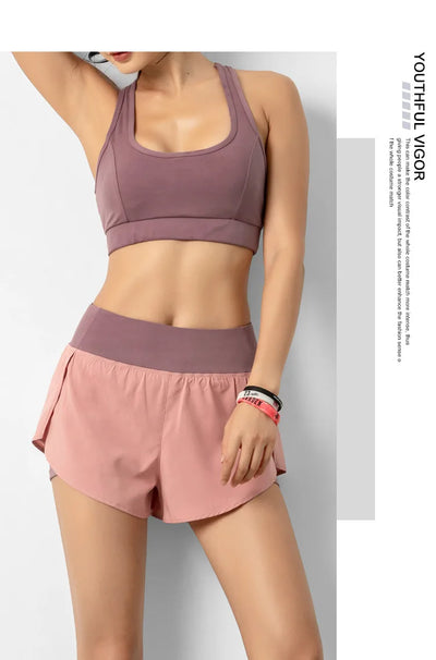 Sport Shorts Women Sportswear Double-deck Running Shorts Yoga Bottoms Summer Gym Fitness Training Jogging Short Pants