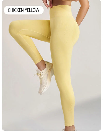 Women's Sports Fitness Leggings Seamless High Waist Stretch Solid Color Yoga Leggings Training Running Gym Quick Dry Breathable
