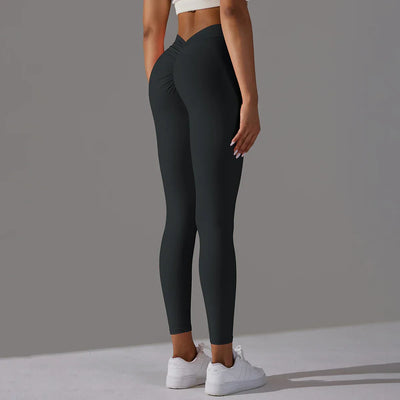 Women Fitness Leggings Workout Gym Running Scrunch Leggings Sexy Back V High Waist Trousers Jogging Active Wear Tight Pants