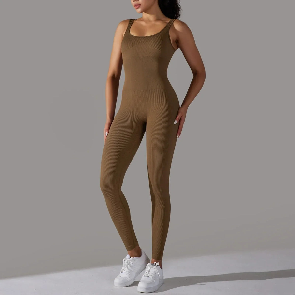 Women's Fitness seamless jumpsuit Solid Color Sports Jumpsuit Fitness Yoga Suit Jumpsuit Set Summer Ribbed Shapewear