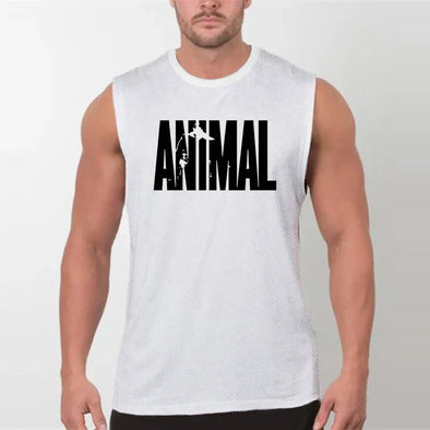 Mens Gym Tank Tops Animal Print Mesh Bodybuilding Clothing Fitness Sleeveless Shirt Quick Dry Basketball Jerseys Sports Vest