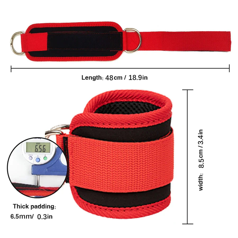 Fitness Ankle Straps Adjustable D-Ring Support Cuffs Gym Leg Excercises Training Workouts Sports Fit Guard Safety Abductors