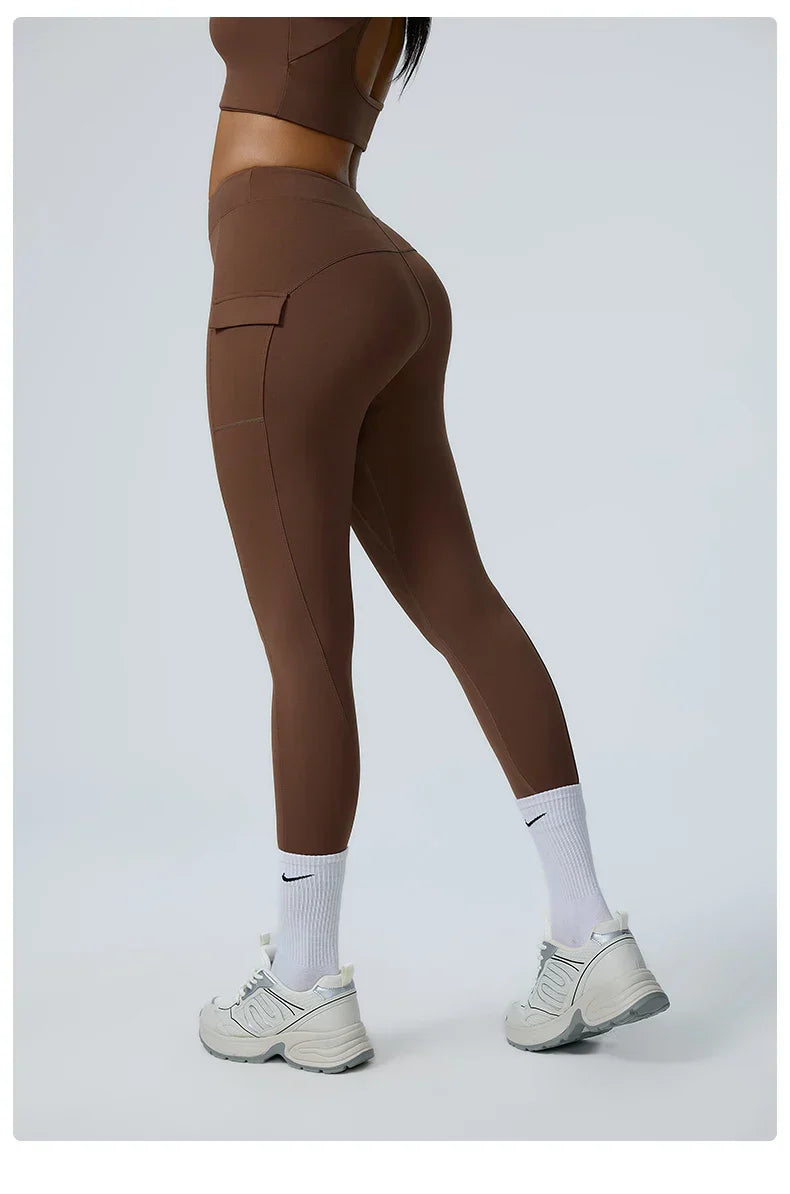 Sports Leggings For Women High Waist impact Leggings Workout Fitness Tights Athletic Wear Yoga Pants With Pocket Gym Clothing