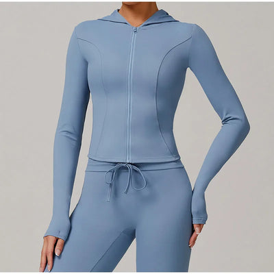 Women Sports Zipper Jacket Yoga Long Sleeved Shirts Summer Sun Protection Clothing Fitness Running Gym Tops UV Resistant Coat
